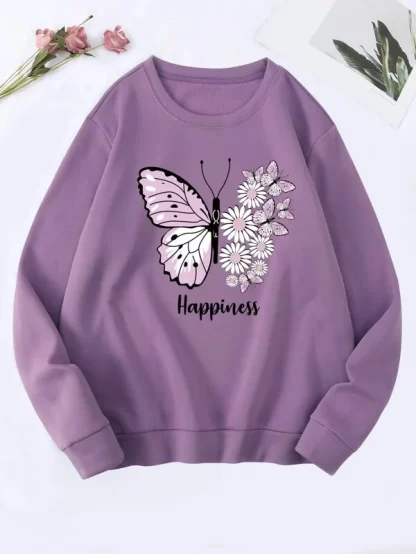 Sweater térmico con estampado de flores y mariposas
